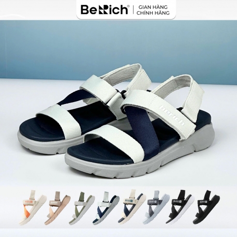 Giày Sandal Berich Nam Nữ Quai Chéo Đi Học Cao 4cm Nhẹ Bền Êm BE677