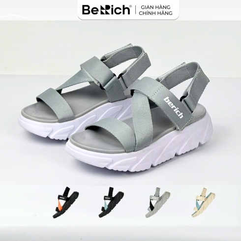 FREE SHIP - BE577 Giày Sandal Quai Chéo Nam Nữ Đi Học Unisex BeRich BE577 Đế Cao 5cm Siêu Nhẹ Êm Bền